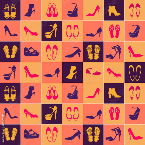 pattern with different kinds of shoes
