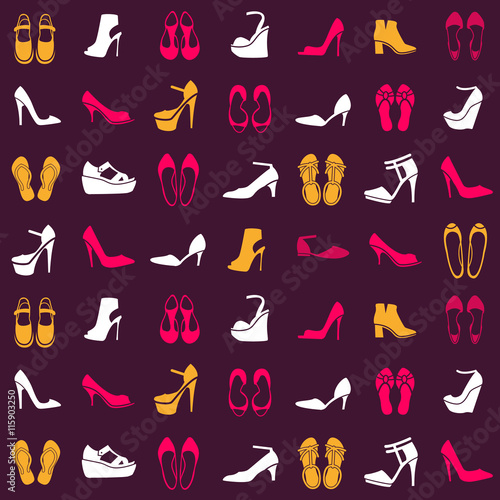 pattern with different kinds of shoes