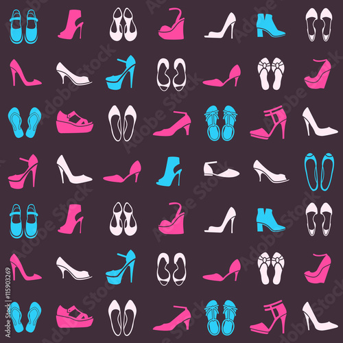 pattern with different kinds of shoes