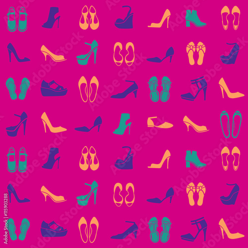 pattern with different kinds of shoes