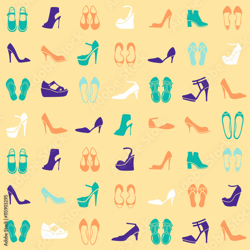 pattern with different kinds of shoes