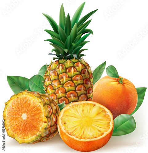 Mix of pineapple with orange fruits