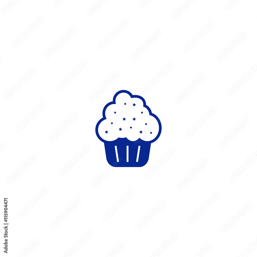 Flat paper cut style icon of cake