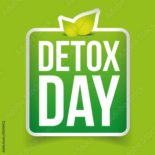 Detox Day button green vector