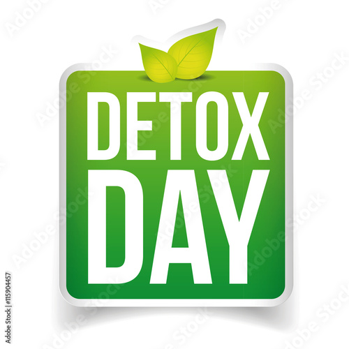 Detox Day button green vector