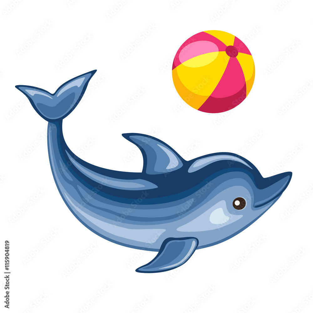 Fototapeta premium Dolphin playing with beach ball