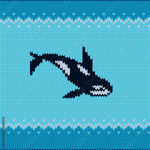 Seamless knitted pattern with orca