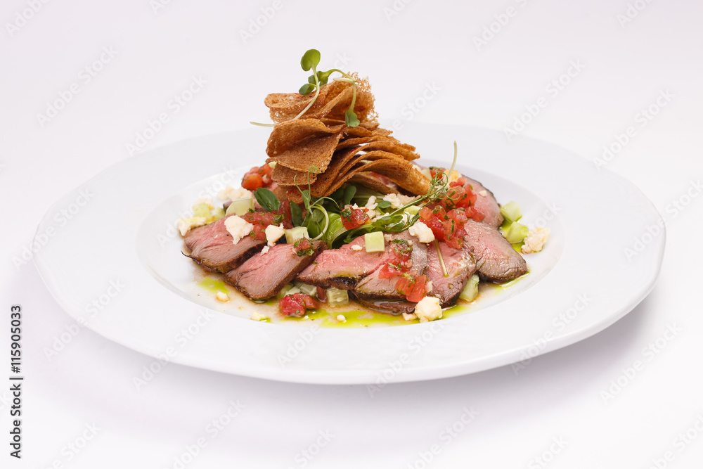 Meat dish on white background Meat dish on white background