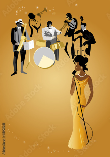 Black female singer & jazz band