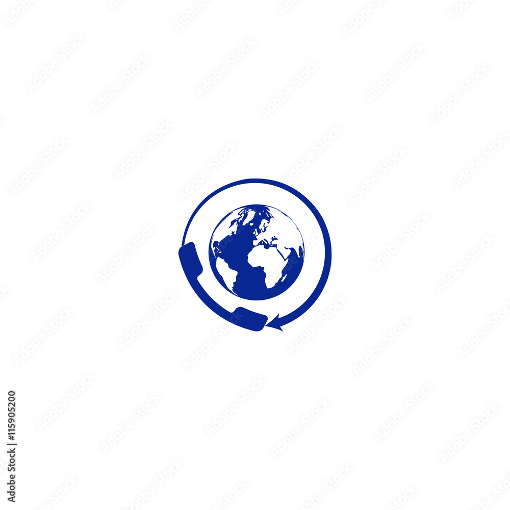 Worldwide customer support call-center. Flat icon Worldwide customer support call-center. Flat icon