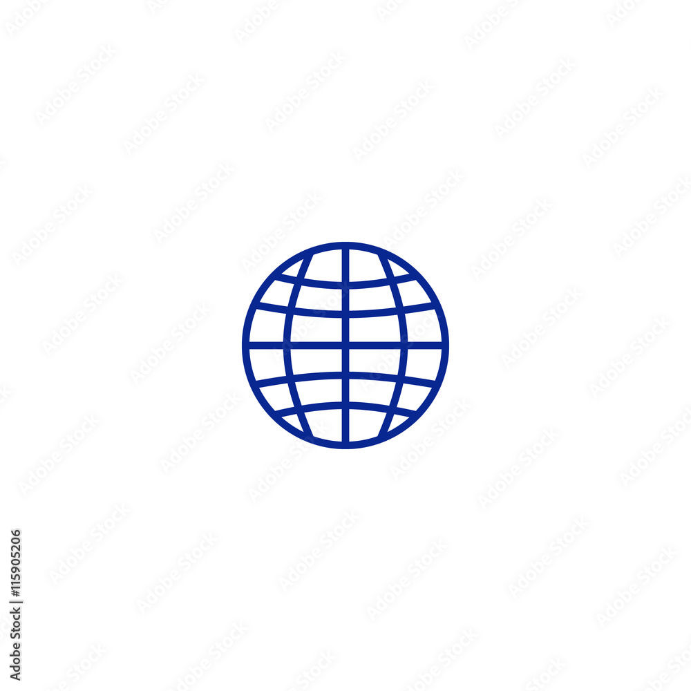 Flat paper cut style icon of globe Flat paper cut style icon of globe