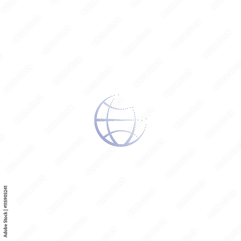 Flat paper cut style icon of globe Flat paper cut style icon of globe