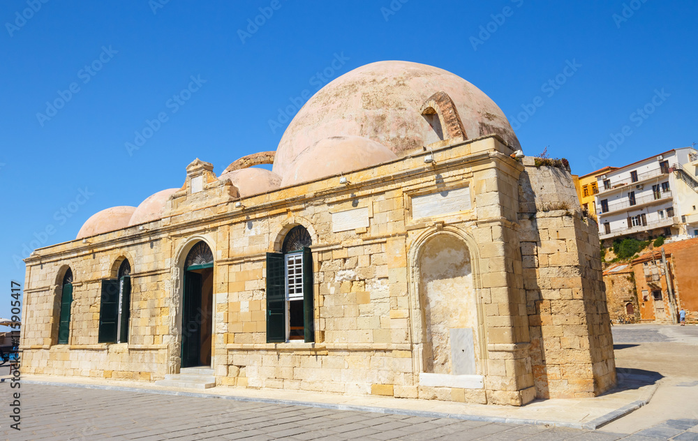 Mosque of the Janissaries or Giali Tzami Mosque in Chania on Crete, Greece.
