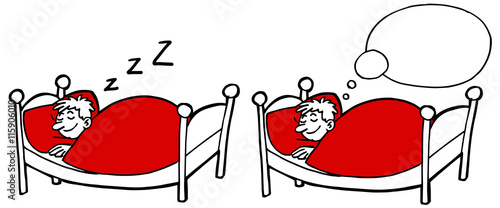 Cartoon man sleeping