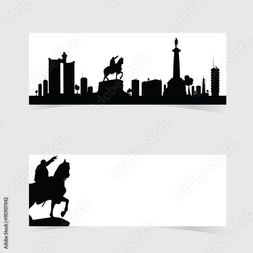 banner with belgrade famous monument icon set illustration