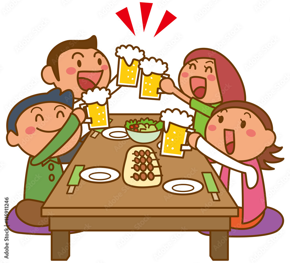 男女の飲み会 宴会 コンパ のイメージイラスト Stock Vector Adobe Stock
