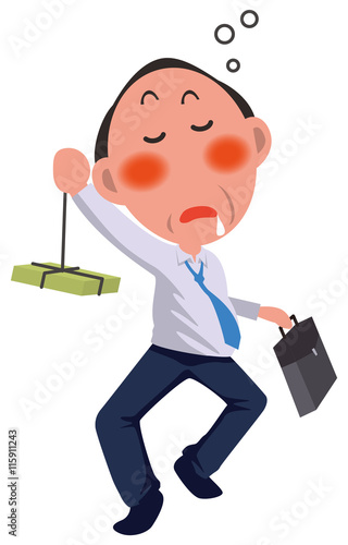 酔っ払っている中年男性イメージイラスト