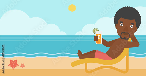 Man sitting in chaise longue vector illustration.