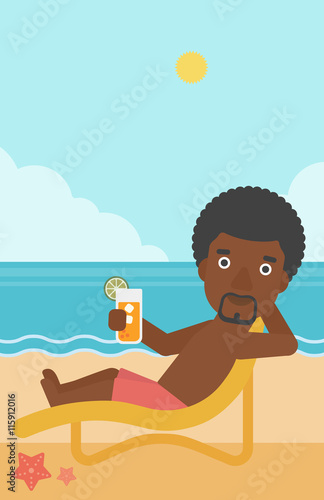 Man sitting in chaise longue vector illustration.