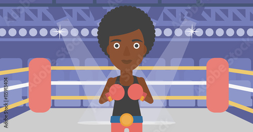 Confident boxer in gloves vector illustration.