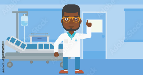 Doctor showing finger up.