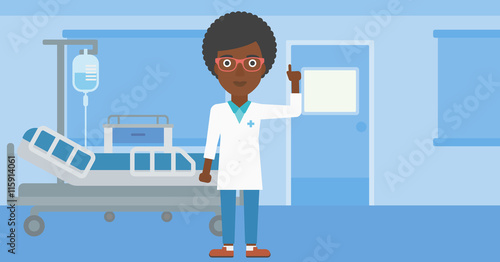 Doctor showing finger up.