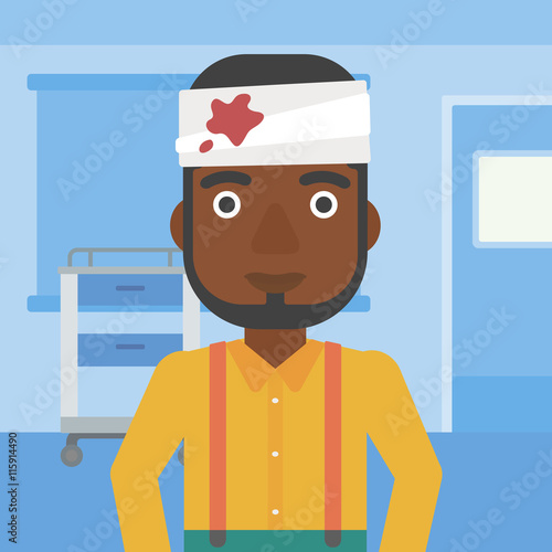 Man with injured head.