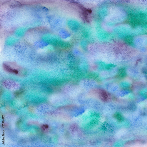 Green-blue  background is drawn in watercolors