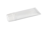 Tube of white color on a white background