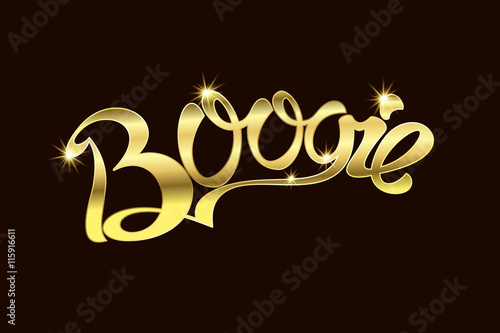 Boogie inscription. Gold text