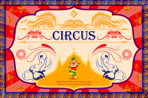 Vintage Circus Cartoon Poster Invitation for Party Carnival and Advertisment