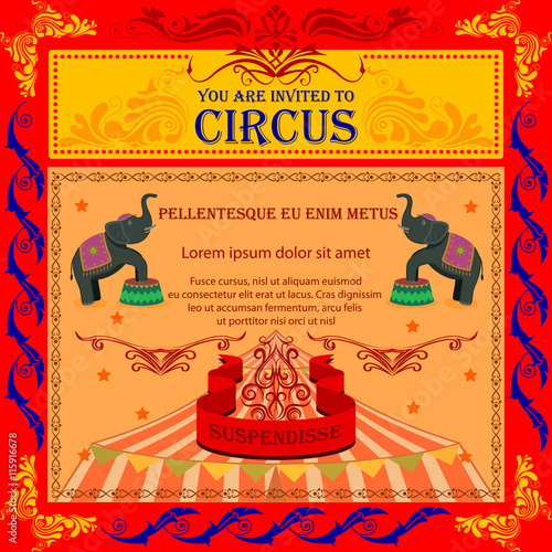 Vintage Circus Cartoon Poster Invitation for Party Carnival and Advertisment