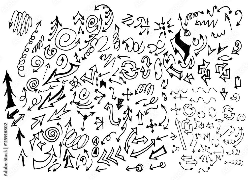 Obraz premium Vector hand drawn arrows set isolated eps10