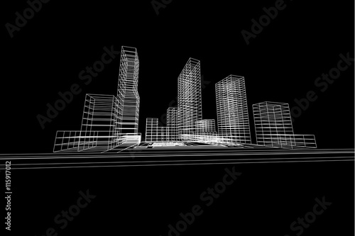 city view  architecture abstract  3d illustration