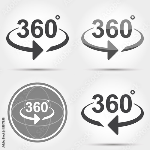 set of 360 degrees view sign icons