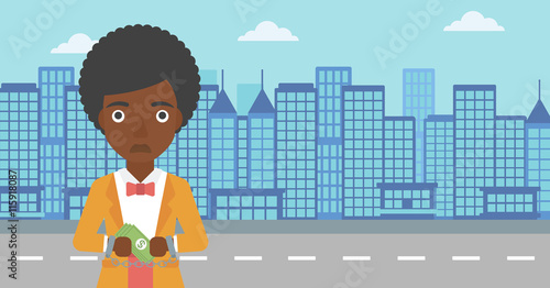Business woman handcuffed for crime.