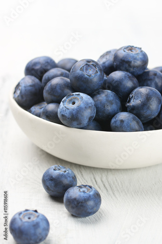 Blueberries in white bowl