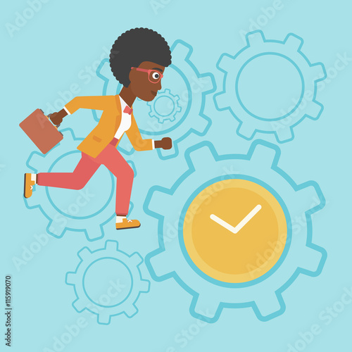 Business woman running vector illustration.