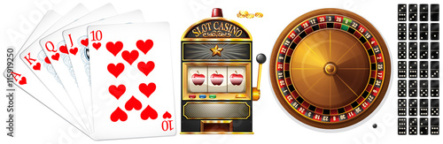 Set of poker cards and casino games