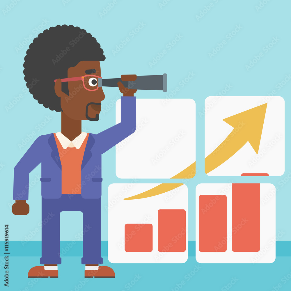 Man searching opportunities for business growth. Man searching opportunities for business growth.