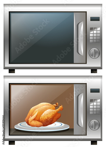 Roasted chicken in microwave oven