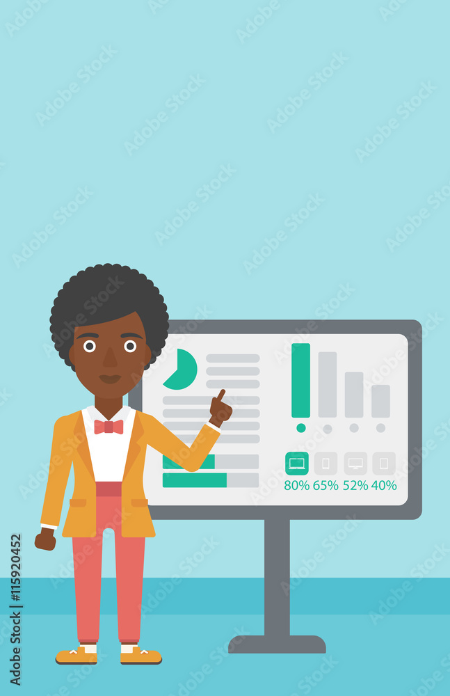 Businesswoman making business presentation. Businesswoman making business presentation.