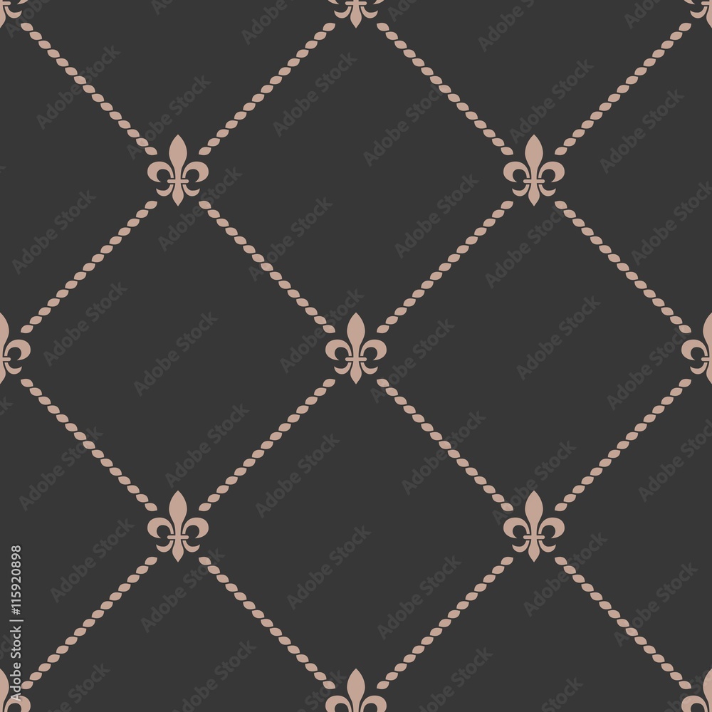 Fototapeta premium fleur de lis sign and rope, seamless pattern