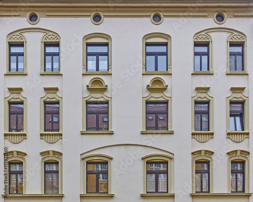 Bild auf Leinwand vintage house facade windows pattern, Leipzig Deutschland