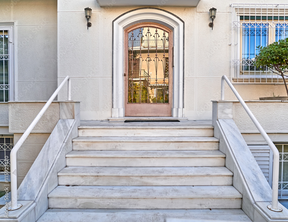 Fototapeta premium elegant house entrance, Athens Greece