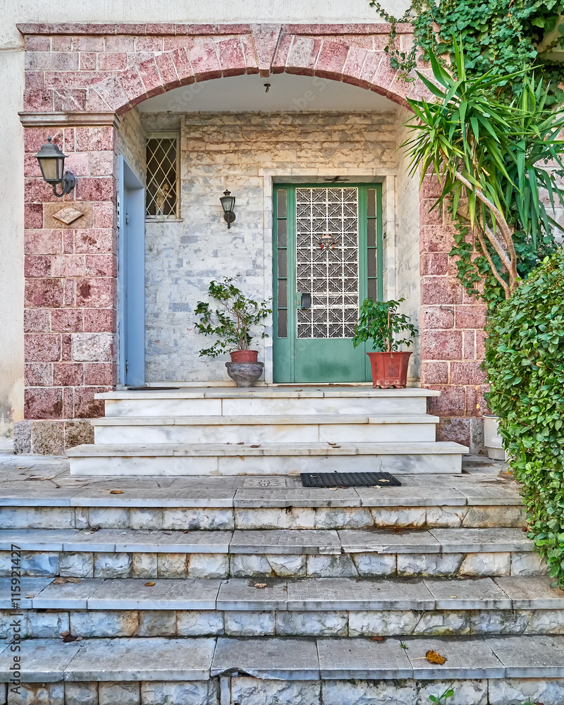 elegant house entrance, Athens Greece