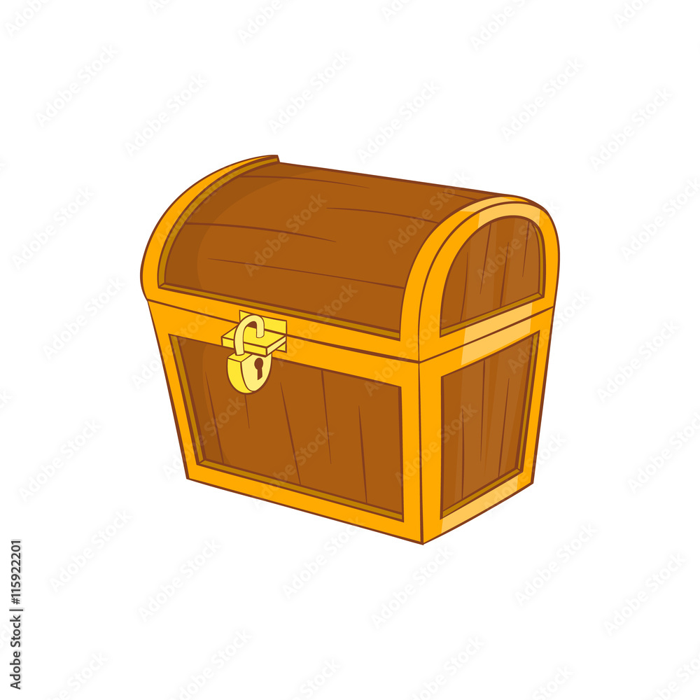Wooden dower chest icon in cartoon style on a white background Wooden dower chest icon in cartoon style on a white background