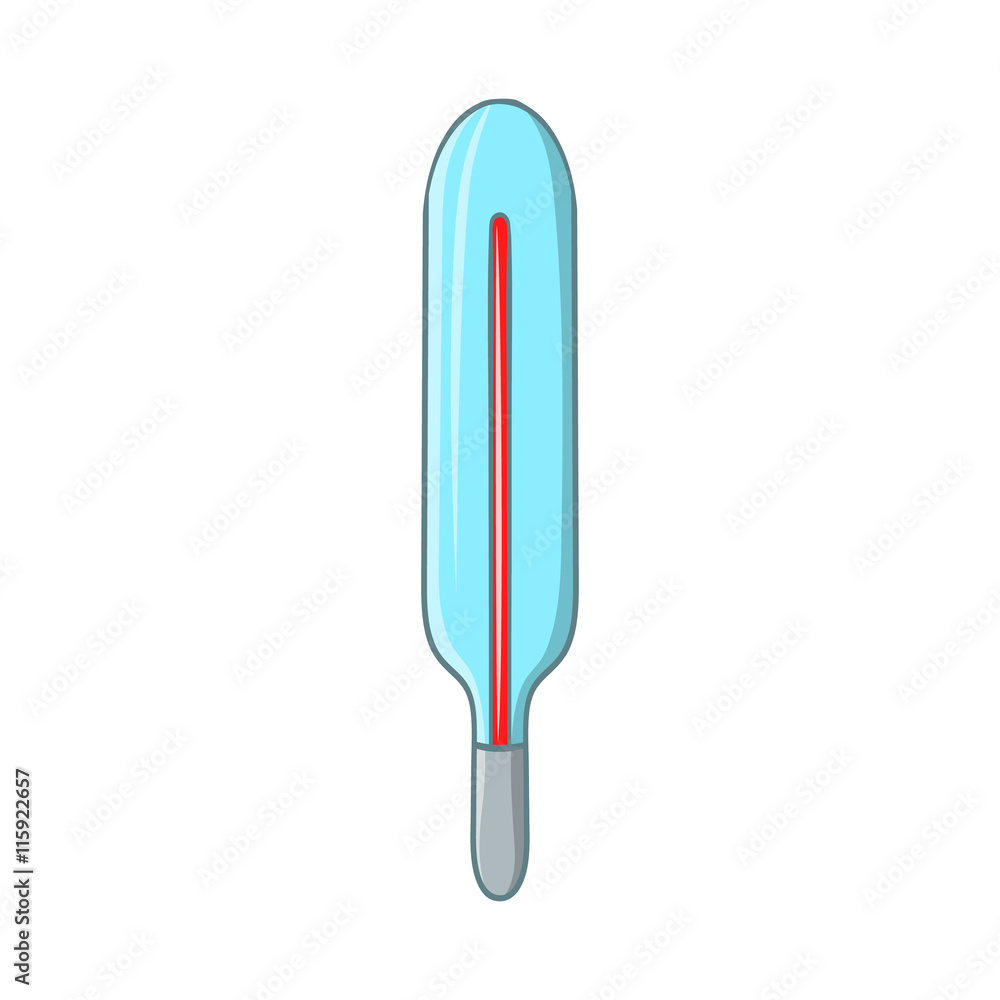 Medical mercury thermometer icon in cartoon style on a white background Medical mercury thermometer icon in cartoon style on a white background