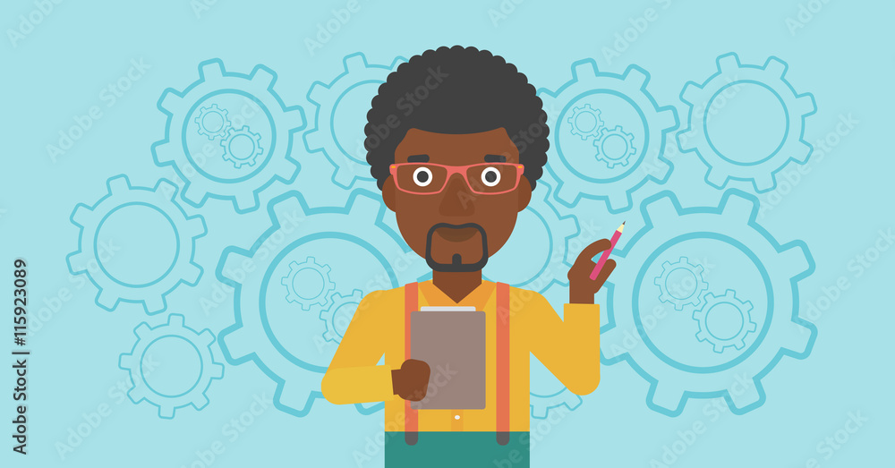 Businessman with pencil vector illustration. Businessman with pencil vector illustration.
