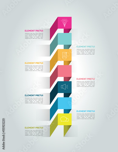 Vertical 3D timeline concept. Infographic. Vector.